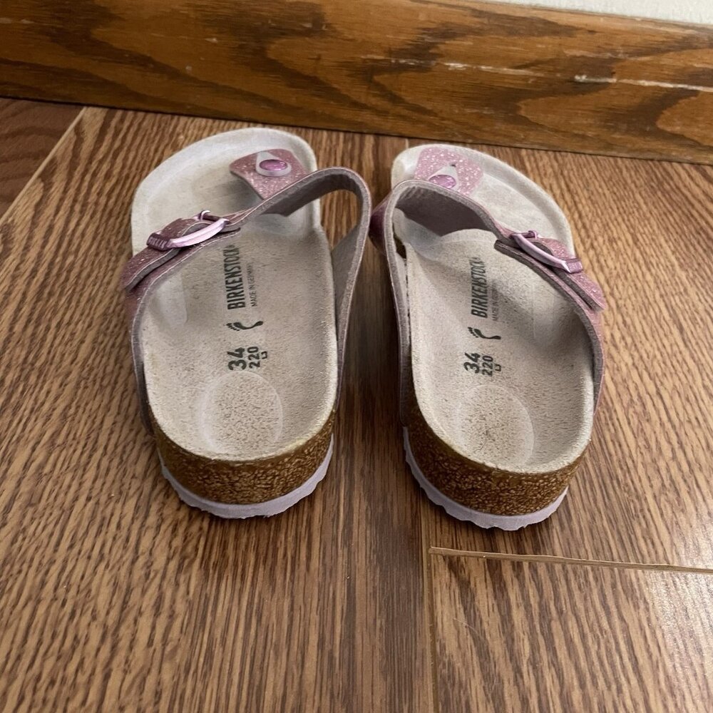 Birkenstock Youth Girls Size 34 US 3 Pink Cosmic Sparkle Old Rose Gizeh Sandals - Picture 8 of 11